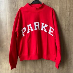 Parke Red Logo Pullover Crewneck Sweatshirt